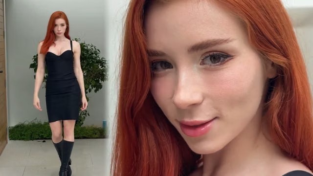 与红发黑裙的激情性交和深喉 – Sweetie Fox